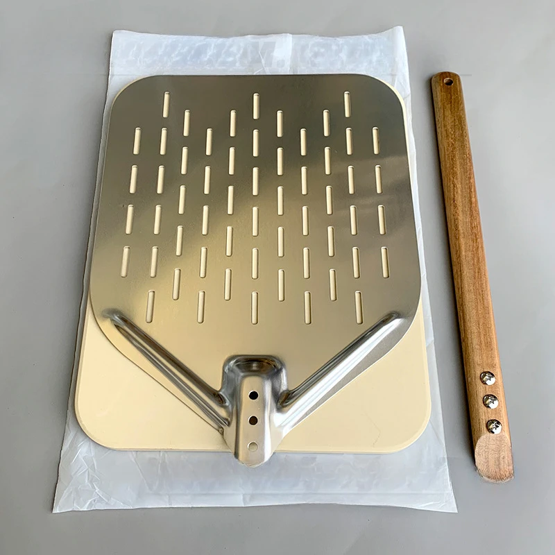 6.5/10/12inch Pizza Shovel Metal Non-Stick Pizza Peel with Wood Handle Cake Lifter Transfer Tray for Homemade Baking Bread