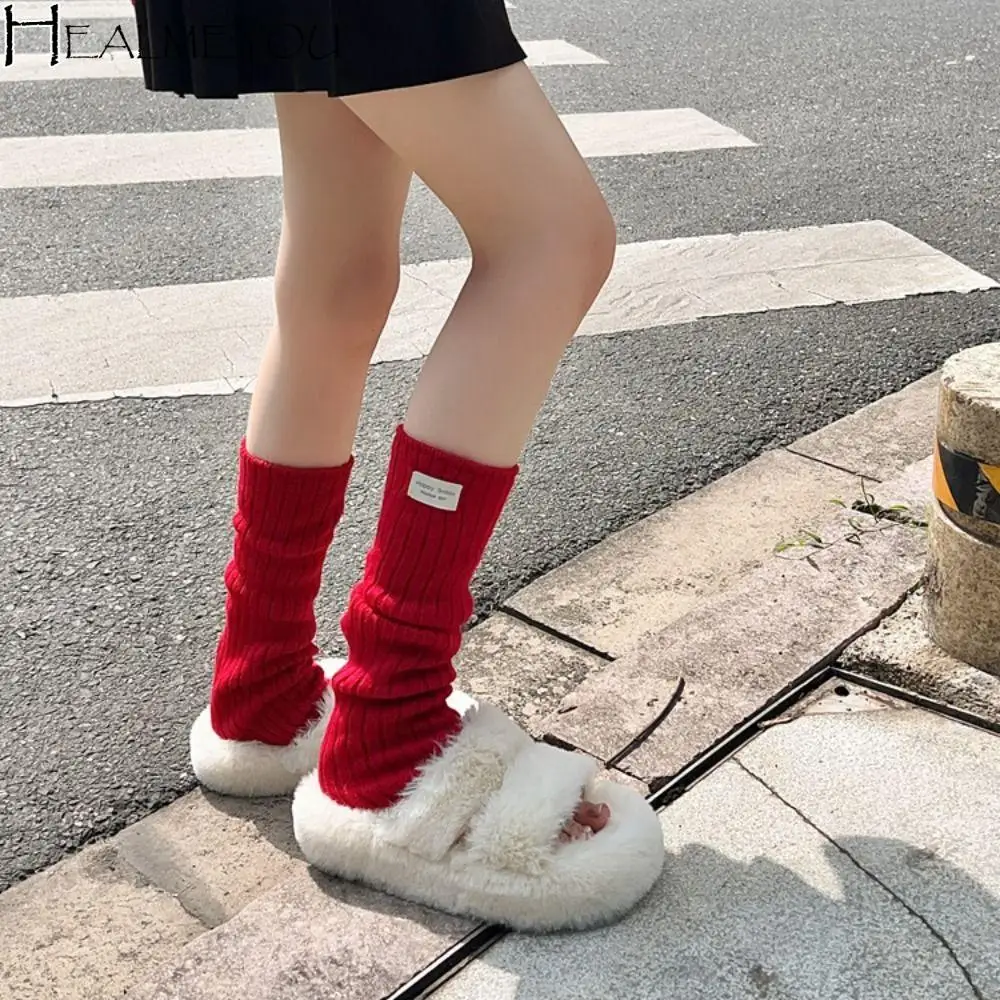 

JK Knitted Leg Warmers Punk Harajuku Solid Color Ballet Guards Socks Japanese Style Long Stockings Knitted Leg Cover Girls