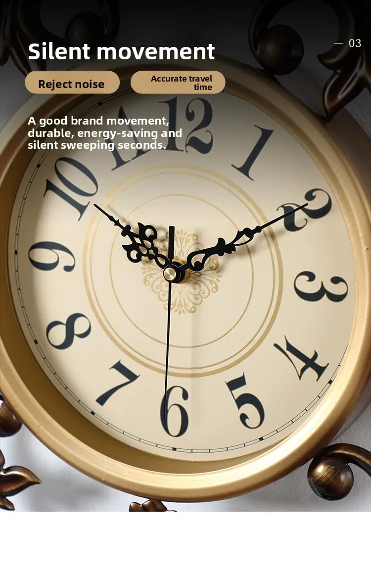 Bird Collection French Vintage Premium Living Room Wall Clock Art Clock Wall-Mounted 2025 New Arrival American Style Home Decor