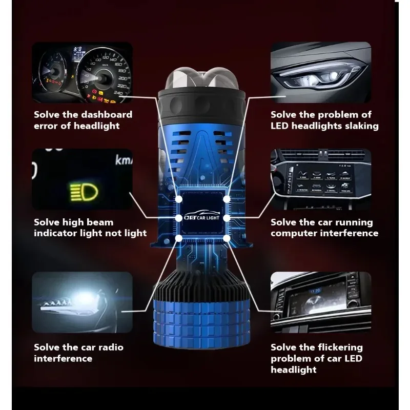 XTG H4 LED 헤드라이트 (통합형 상향등 및 하향등 포함), 렌즈가 있는 전구, 초고휘도 스포트라이트, 190W 듀얼 렌즈