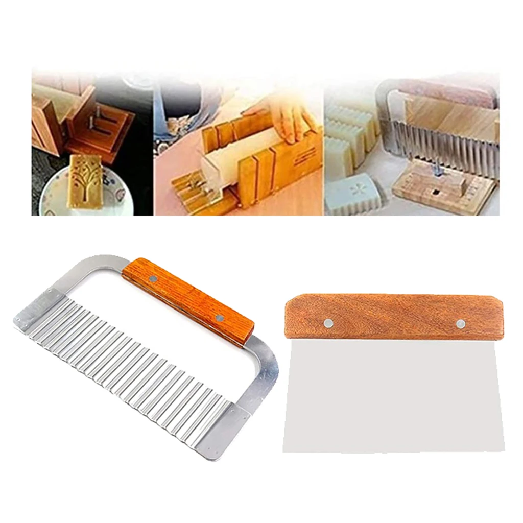 Soap Cutter 2 Pack Stainless Steel Wavy Straight Soap Loaf Cutter Candle Potato Vegetable Planer Blade Scraper Cutting Tool Set