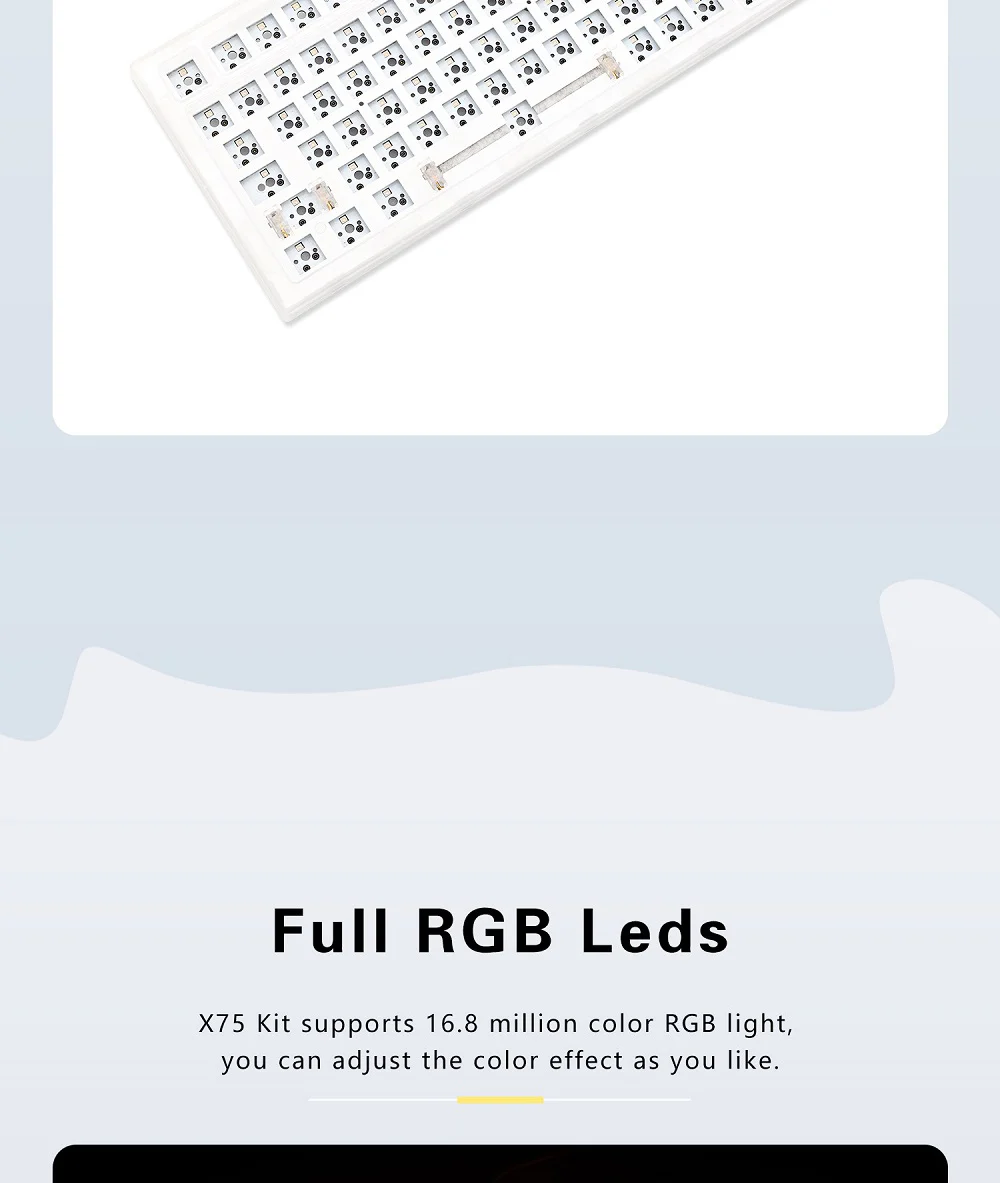 NextTime X75 75% Gasket Mechanical Keyboard kit PCB Hot Swappable Switch Lighting effects RGB switch led type c Next Time 75 computer keyboard computer peripheral