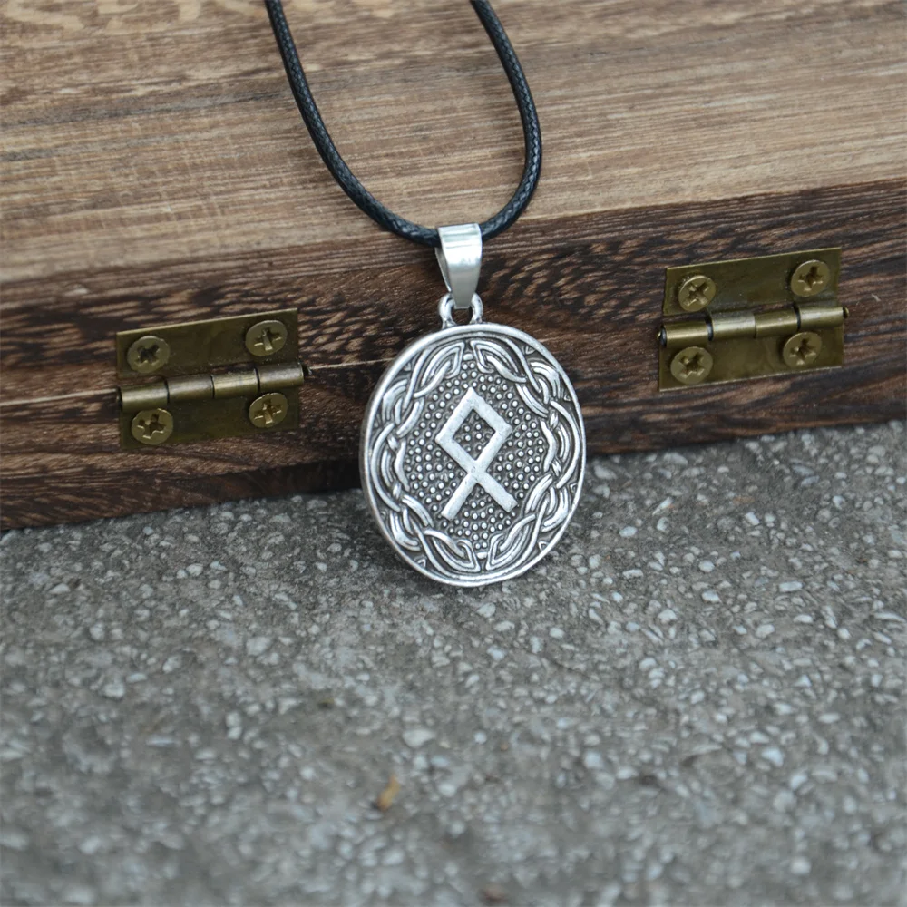 Фото Runic руны Отила амулет викингов Ворон на спине мужские и женские ожерелья №1