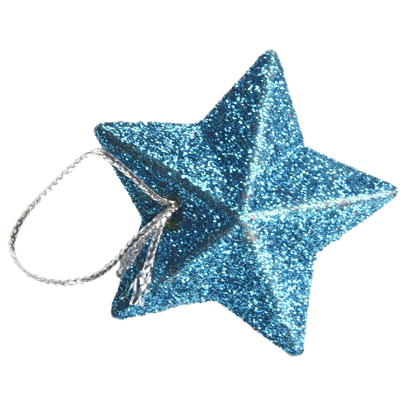 

6 Pcs Glitter Star Pendant Christmas Tree Hanging Ornament Craft 5cm Plastic For Birthday Party Home Decoration Accessories