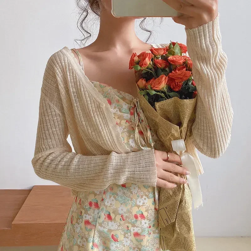 여성용 캔디 컬러, 우아한 긴 소매, 볼레로, 차양 가디건, 크롭 숄, Mujer, 시크 아우터, 달콤한 올 매치 케이프
