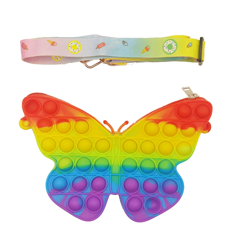 Лидер продаж! Симпатичная Радужная Сумка-Макарон с бабочкой игрушки-антистресс