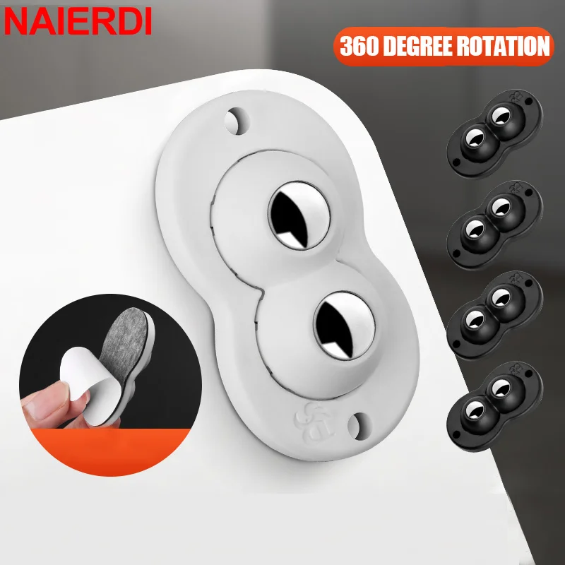 4 Pack Mini Self Adhesive Wheels 360&deg;Rotation for Small Appliances Universal Wheel Trash Can Storage Box