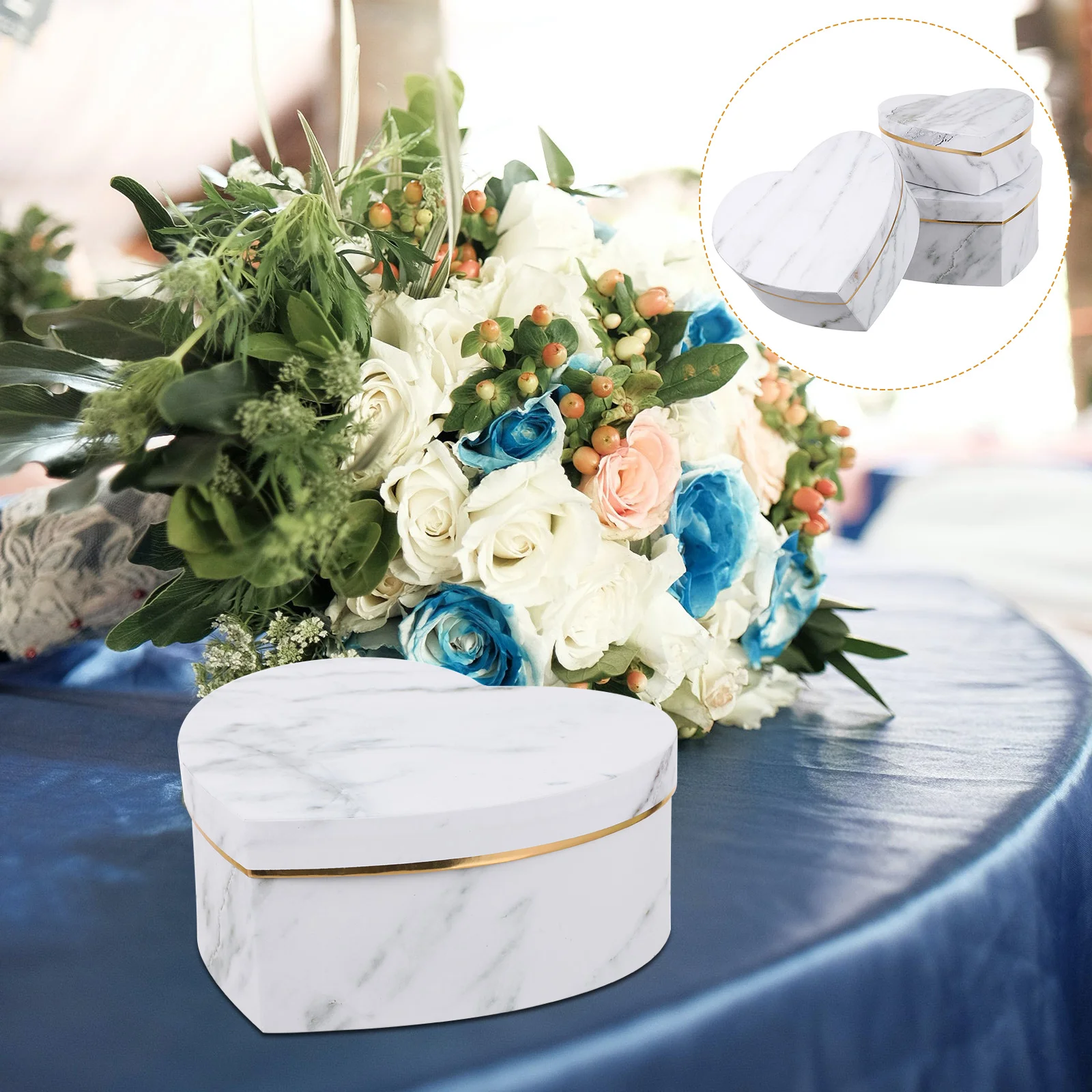 

3 Pcs Gift Box Storage Case Christmas Flower Container Paper Candy Heart-shaped