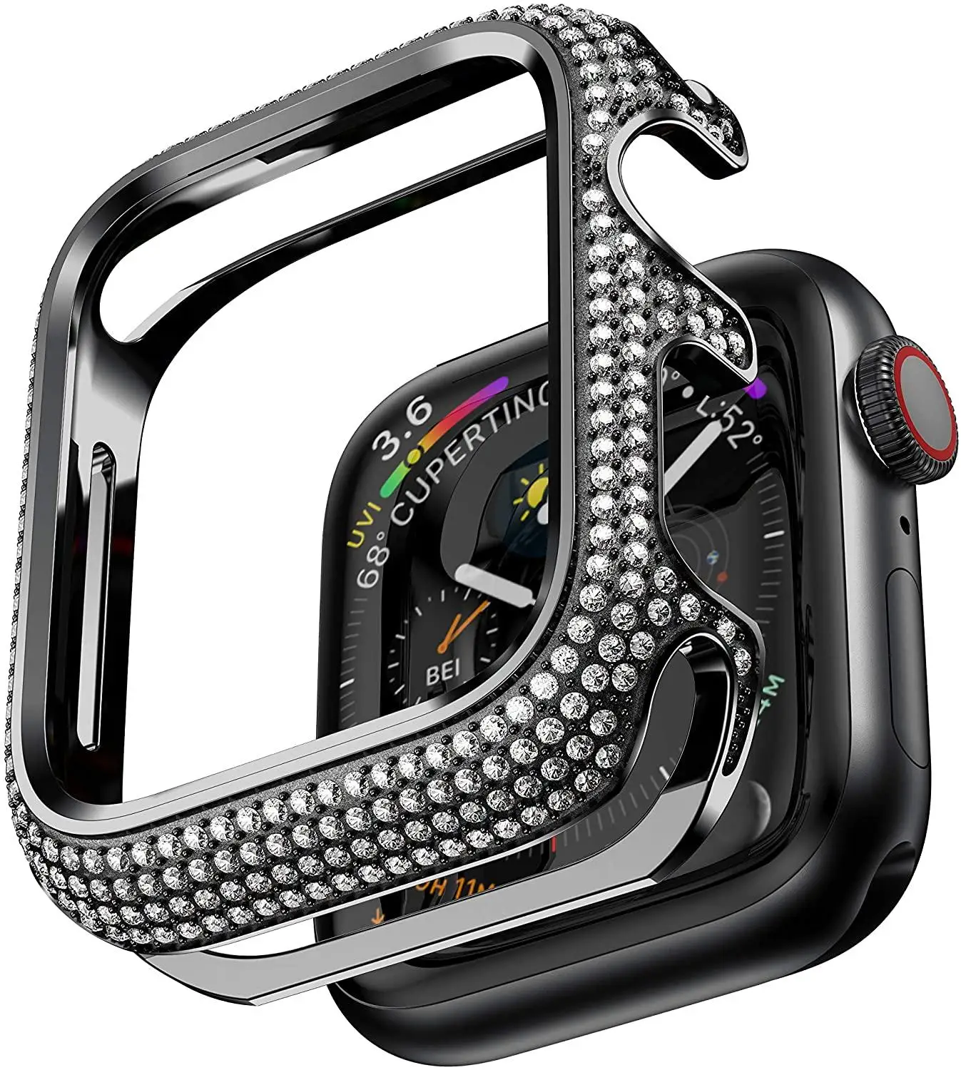 Diamond Watch case for Apple watch case 45mm 44mm 40mm iWatch 8 7 6 5 4 SE Luxury diamond protective cover for series 42mm shell