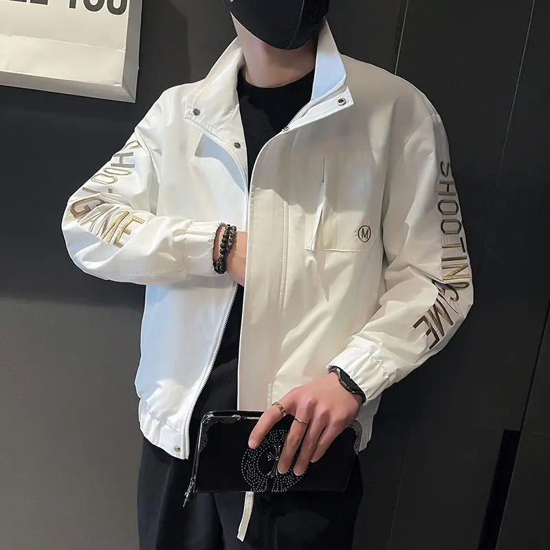 Spring Autumn Temperament Vintage Casual Youth Jacket Man Loose Simple All Match Fashion Top Men Chic Male Streetwear Clothes
