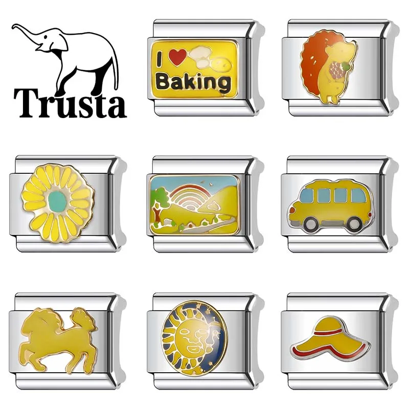 Trusta 2024 новый дом в виде лошади, цветка, фотоэлемент, итальянские звенья, 9 мм браслет из нержавеющей стали для женщин, DIY ювелирные изделия, оптовая продажа N092 Trusta 2024 новый дом в виде лошади, цветка, фотоэлемент, итальянские звенья, 9 мм браслет из нержавеющей стали для женщин, DIY ювелирные изделия, оптовая продажа N092