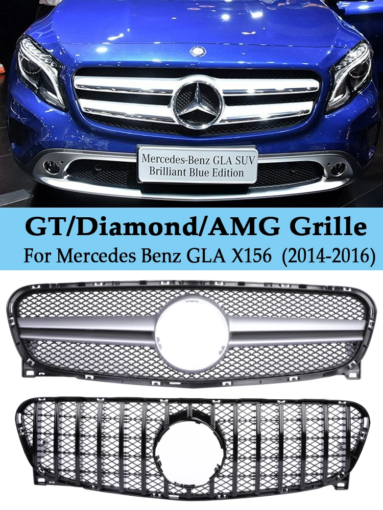 

Front Bumper Grill GT AMG Diamond Style GLA Grille for GLA200 GLA250 GLA260 For Mercedes Benz GLA X156 2014-2016 Accessories