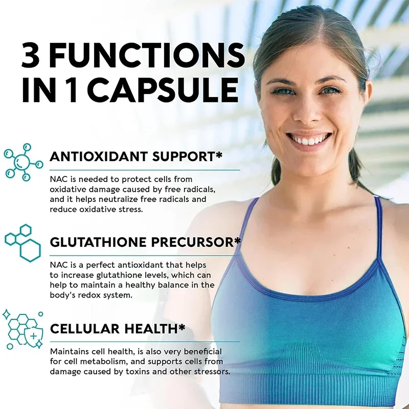 NAC Glutathione Capsules N-Acetyl Cysteine N-acetylcysteine Supplement 1200 mg Support Liver, Lung Amino Acid