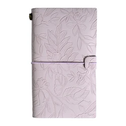 Elegant Floral Embossed Vegan Leather Journal - Stylish Notebook (Purple)