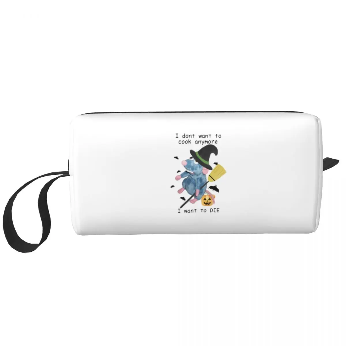 

I Dont Want To Cook Anymore I Want To Die Large Makeup Bag Beauty Pouch Travel Cosmetic Bags Halloween Rat Portable Toiletry Bag