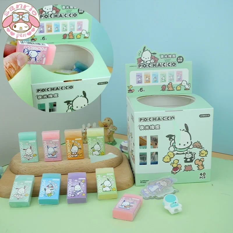 

Authentic Sanrio Luminous Eraser 10-40pcs Creative Cute Pochacco Pupils Kawaii Jelly Eraser Clean Less Debris Cartoon Stationery