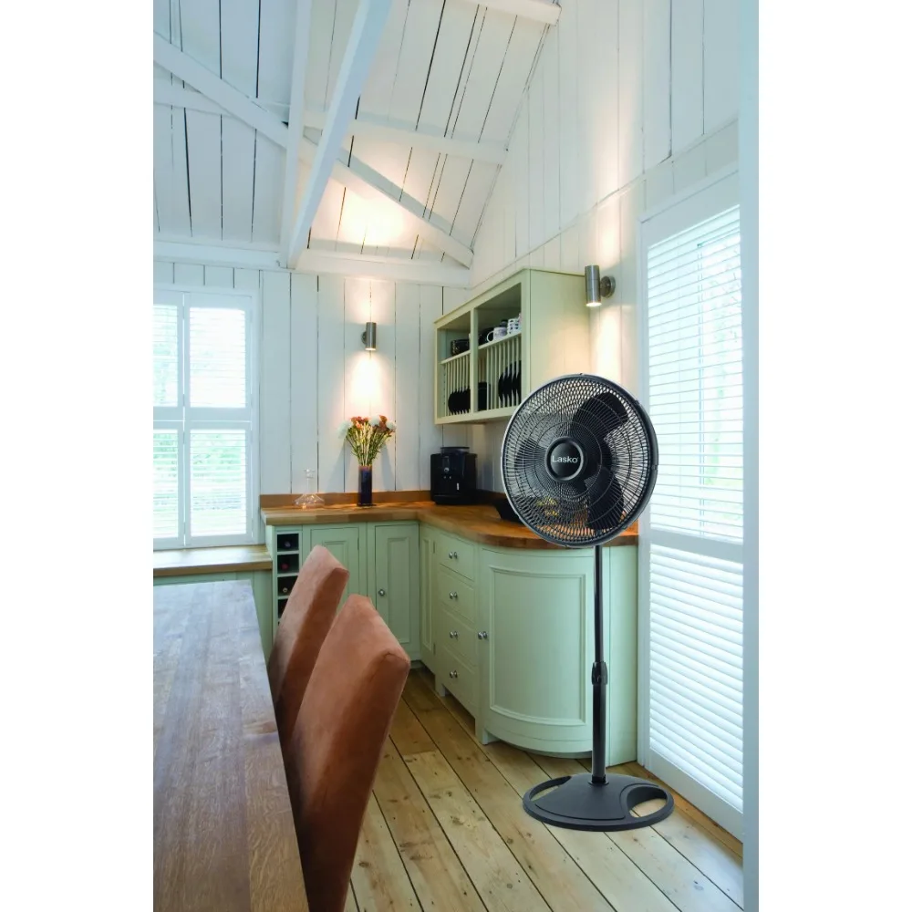 Lasko 16 Oscillating Adjustable Pedestal Fan with 3-Speeds, S16500, Black  or White， Manual Controls Fans