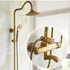 Bath Shower Set Antique Brass Shower System Bathroom Faucet Set Rainfall with Spray Head Europe Bronze Shower Mixer Tap 5