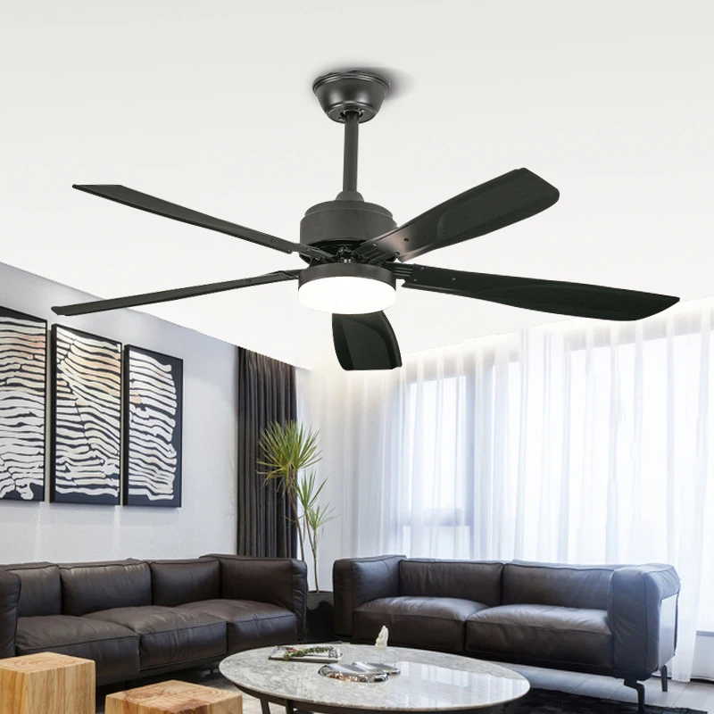 European Style Variable Frequency Fan Light Five Leaf Household Living Room Bedroom Study Large Wind Fan Pendant Light