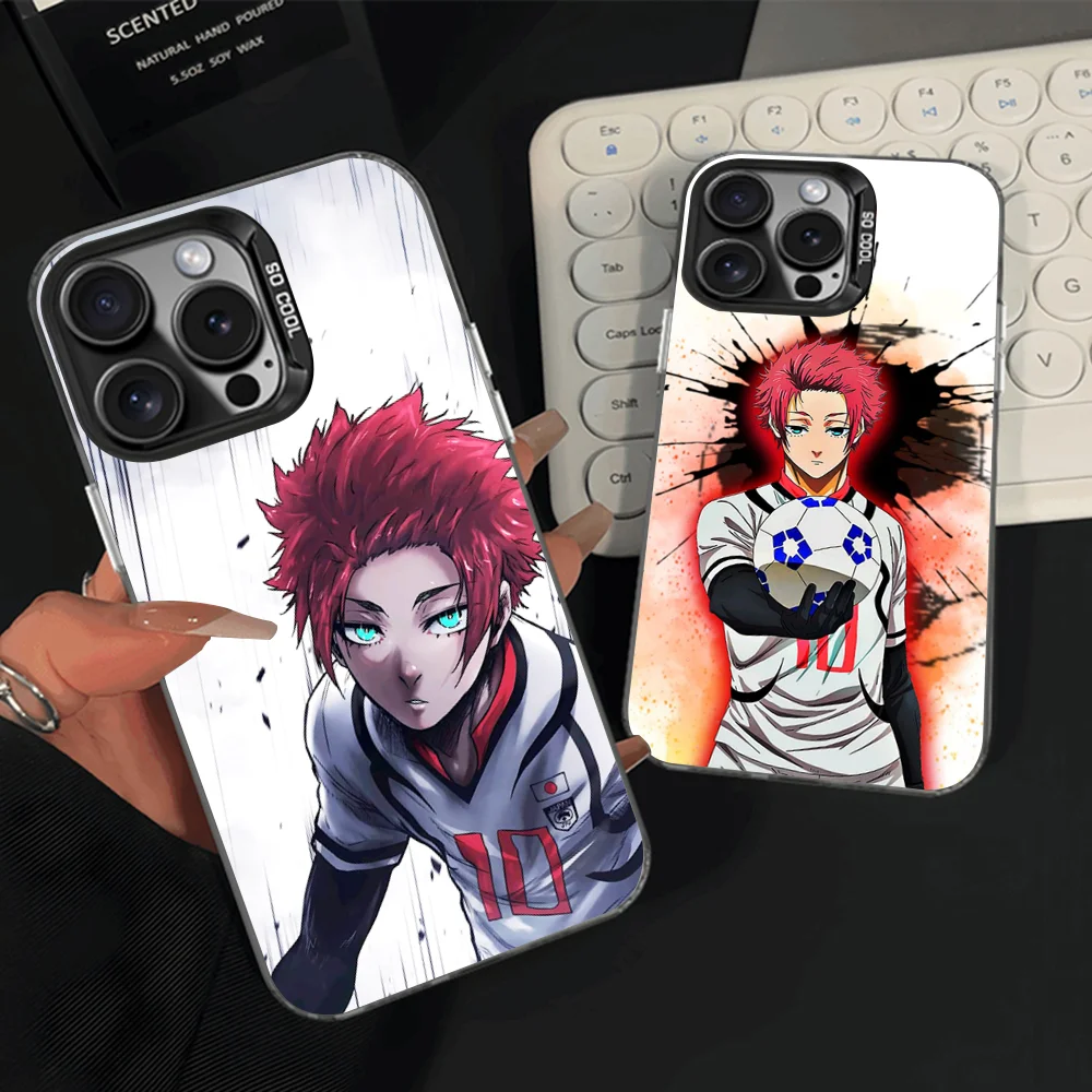 Itoshi Sae B-Blue L-Lock Anti-Fall Black Matte Hard Bumper Phone Case
