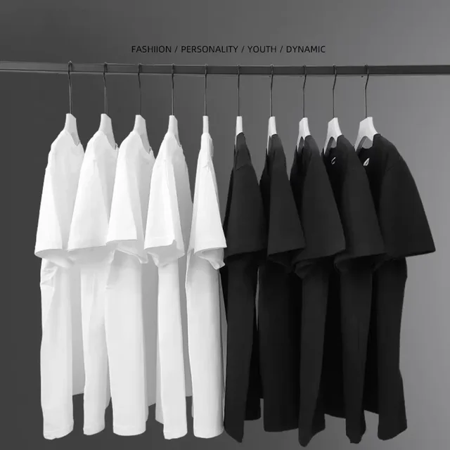 T-shirt pour homme 100% coton pur, marque haut de gamme, respirant, manches courtes, col rond, décontracté, tendance, été 1