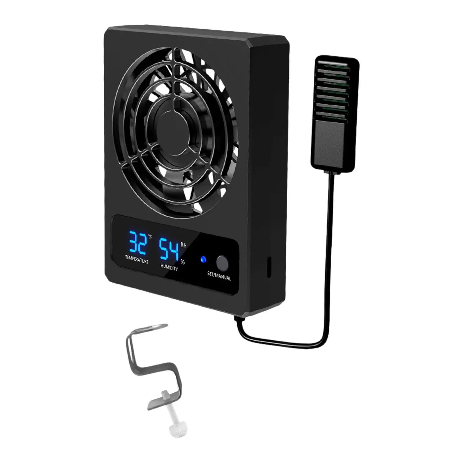 Reptile Ventilation Fan Smart Hygrometer Digital Display Adjustable Mounting