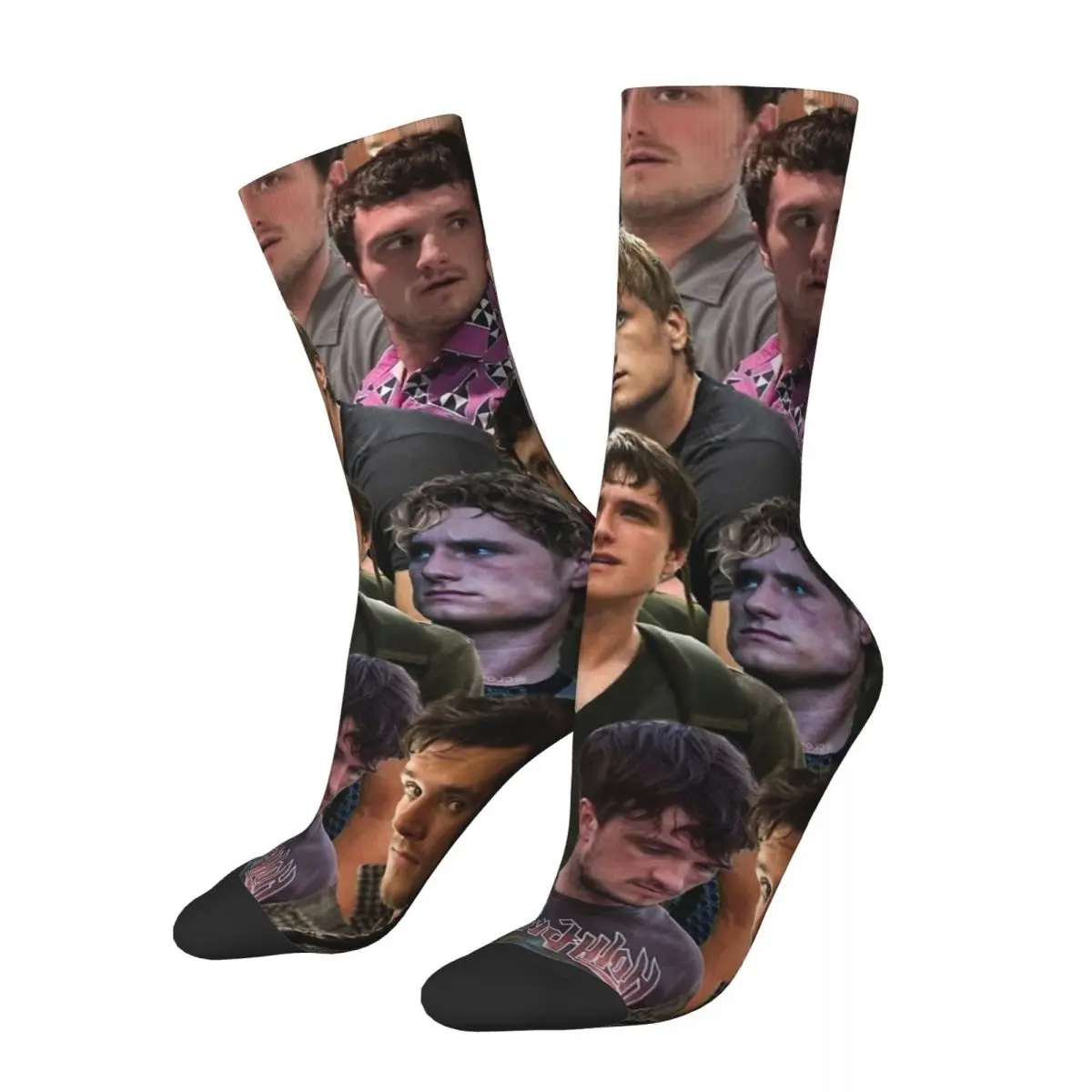 

Casual Josh Hutcherson Photo Collage Basketball Socks Polyester Middle Tube Socks for Women Men Sweat Absorbing
