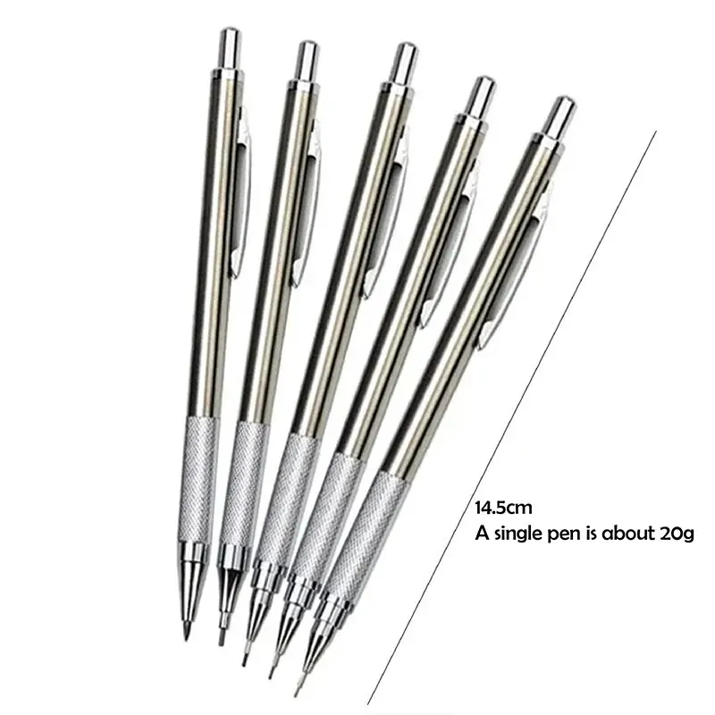 Mechanical Pencil Set Metal 0.5 0.7 0.9 1.3 2.0mm Art Drawing Painting Automatic Pencil Leads Office School Supplies