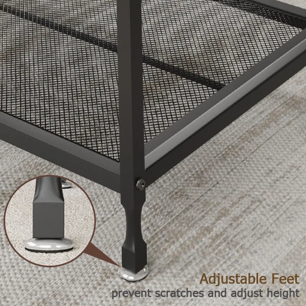 Industrieller Vintage-Couchtisch, 2-stufiger Mitteltisch, einfacher, einfach zu montierender Wohnzimmertisch für die Inneneinrichtung – Detail 8