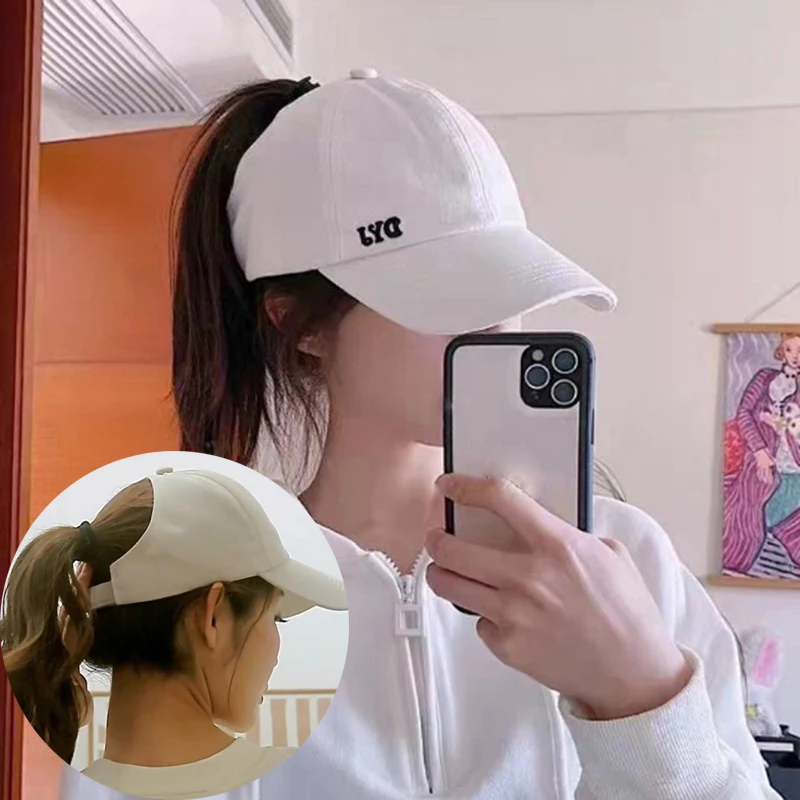 

Summer Cap Women High Ponytail Baseball Cap Solid Color Sunhat Sport Running Sun Visor Hats Women Ponycap Adjustable Paste Caps