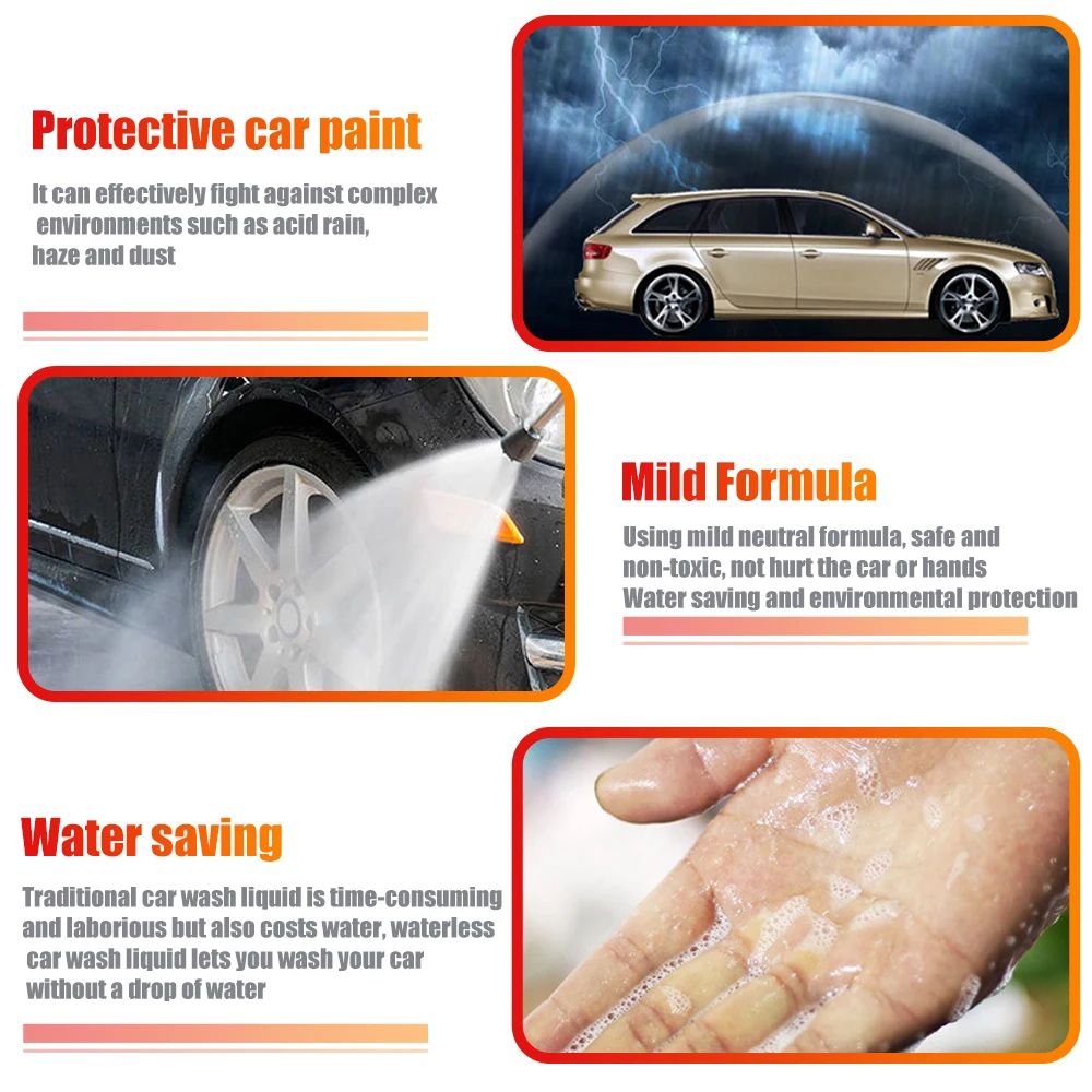 500ML Car Wash Shampoo Waterless Cleaner Dirt Removal Nano Coating Polishing Wax Gloss Shining Oil Film Clean Spray for All Cars 4