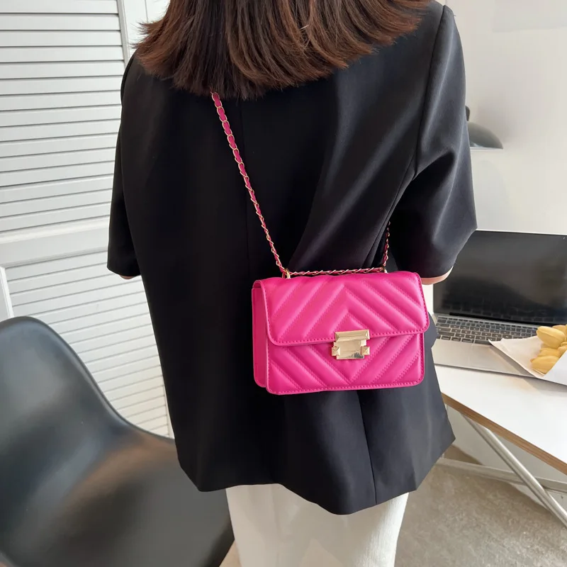 Women Bag Purple Trendy Shoulder Bag,Mini Chevron Quilted Flap Chain Square Bag Quality Crossbody