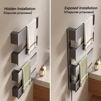 ใหม่ห้องน้ําชั้นวางผ้าขนหนูไฟฟ้า 220V ผ้าเช็ดตัวอุ่นอุณหภูมิควบคุม Timing ไฟฟ้าอุ่นผ้าเช็ดตัวซ่อน/สัมผัสสาย 5