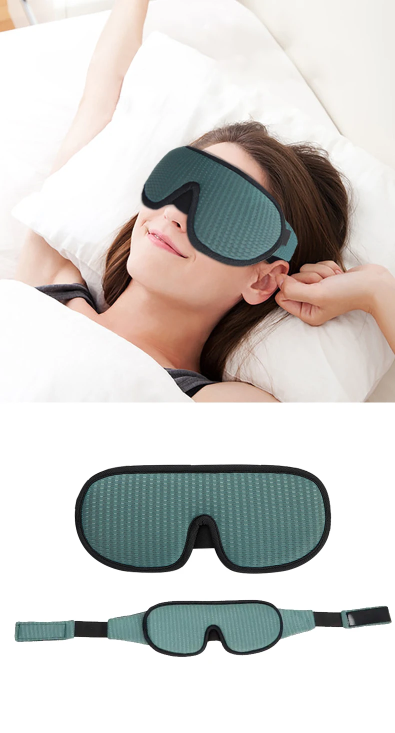 3D Contoured Sleep Mask – Breathable Green Eye Mask with Adjustable Strap