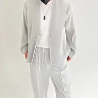 Miyake Pleated Men Blazer Casual Coats Luxury Jacket Suit 2023 Spring New V-Neck One Button Designer Jackets 1