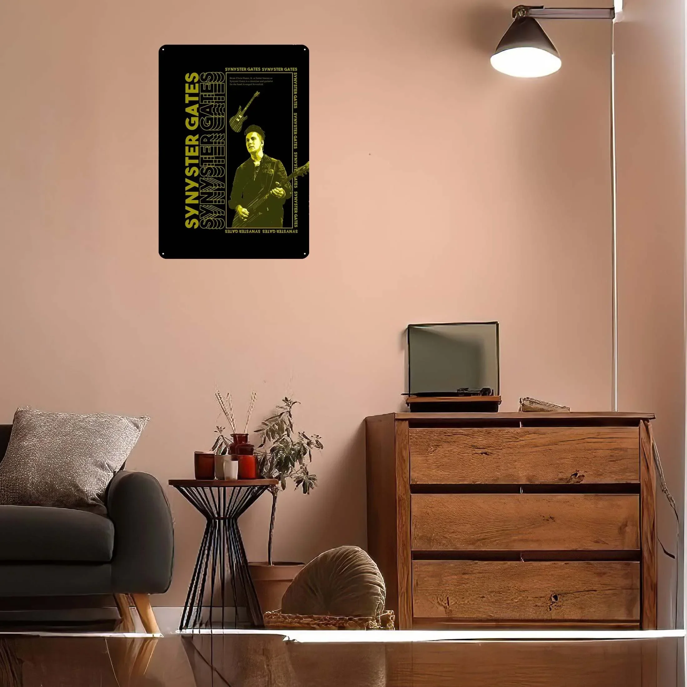 Targa Da Parete Metallica 'Music Word' Con Finitura Argento Martellato, Decorazione Per Musicisti