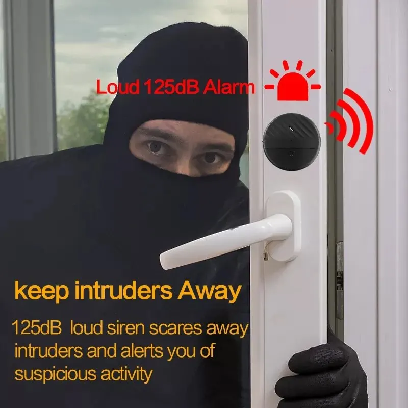 Compact Battery-Powered Vibration Alarm with 125dB Siren | Security Solution
