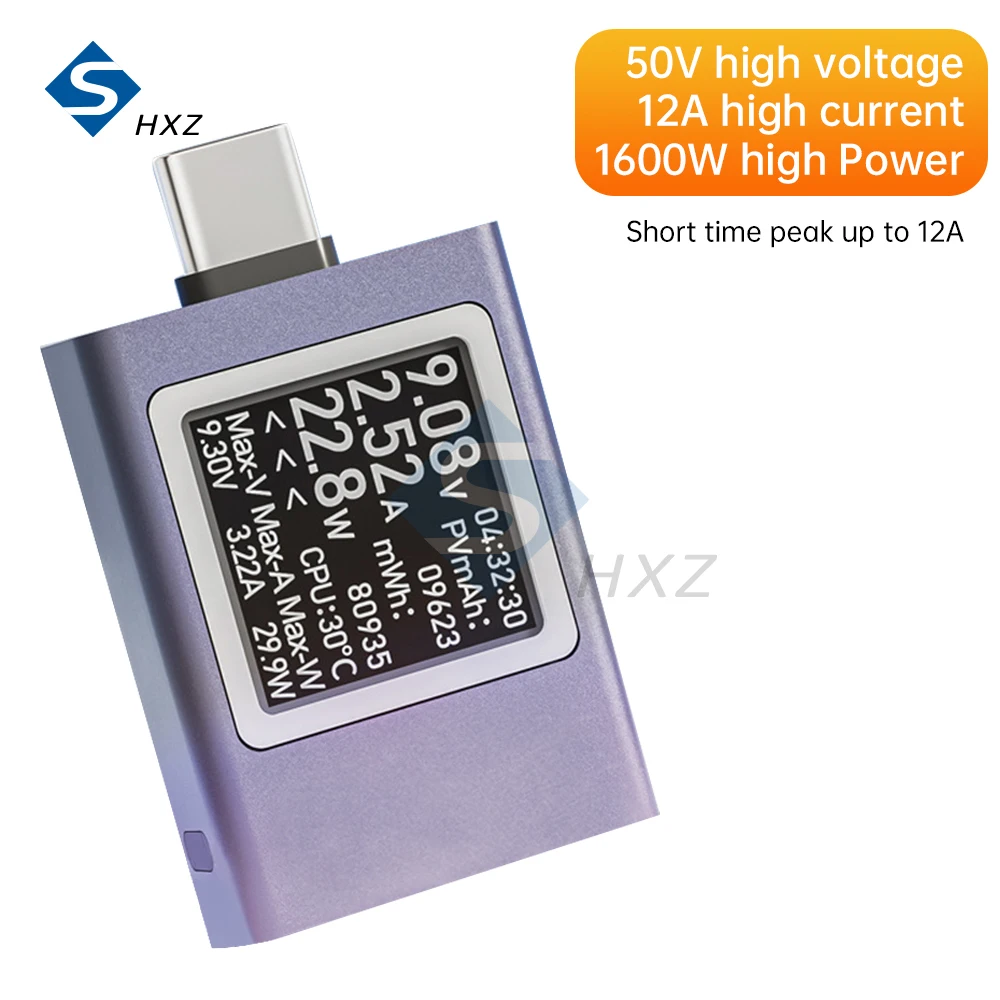 

Вольтметр Амперметр постоянного тока 4,5 ~ 50 в 12 а с цифровым дисплеем, тестер зарядного устройства, многофункциональный электроскоп Type-C