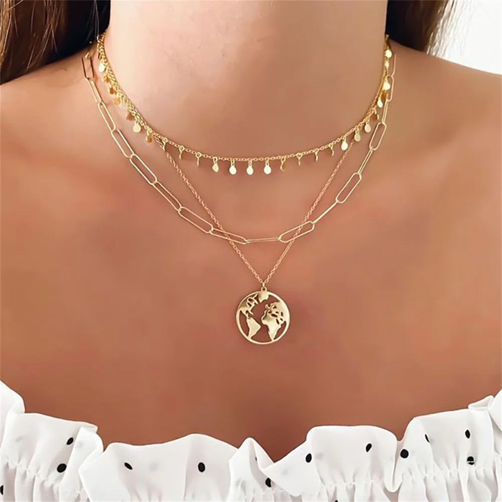 FNIO 2022 Fashion New Chunky Chain Necklace Women Simple Chain Pendant Necklace For Women Jewelry Gift 