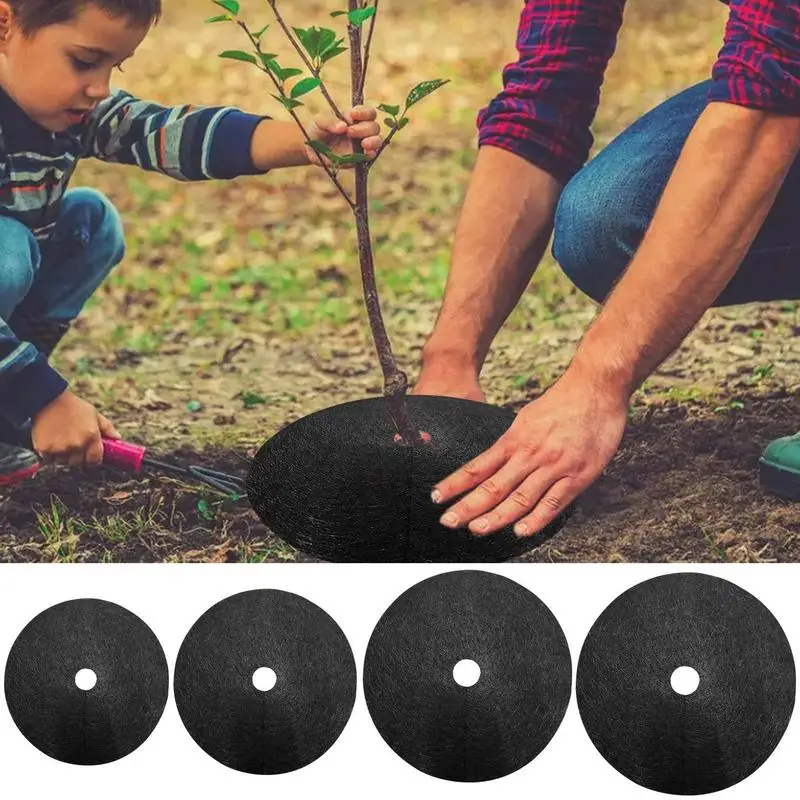 10pcs Non-Woven Tree Mulch Rings Round Anti Grass Tree Cover Degradable Plant Cover Growth Control Plant Root Protection