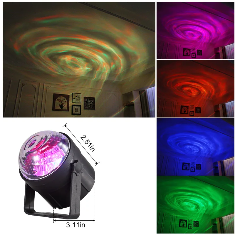 LED Projektör Işığı RGB Ses Algılayıcı Lamba 7 Işık Modu Disko Dönen Işıklar Lazer Gösteri Lambası Parti KTV Araba Bar Sahne Kulüp için