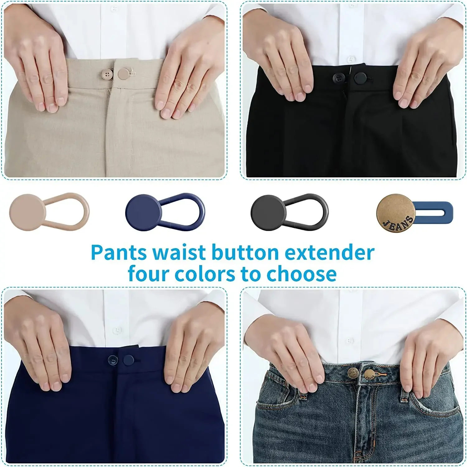 

12 Pcs Pants Extender Buttons Metal Button Extender for Pants Jeans Free Sewing Adjustable Retractable Waist Waistband Expander