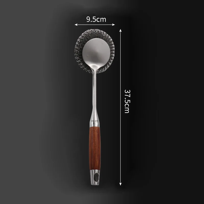 Stainless Steel Pot Brush Long Handle Can Be Hung Household Kitchen Cleaning Dishwashing Steel Brush Replacement Steel Ball