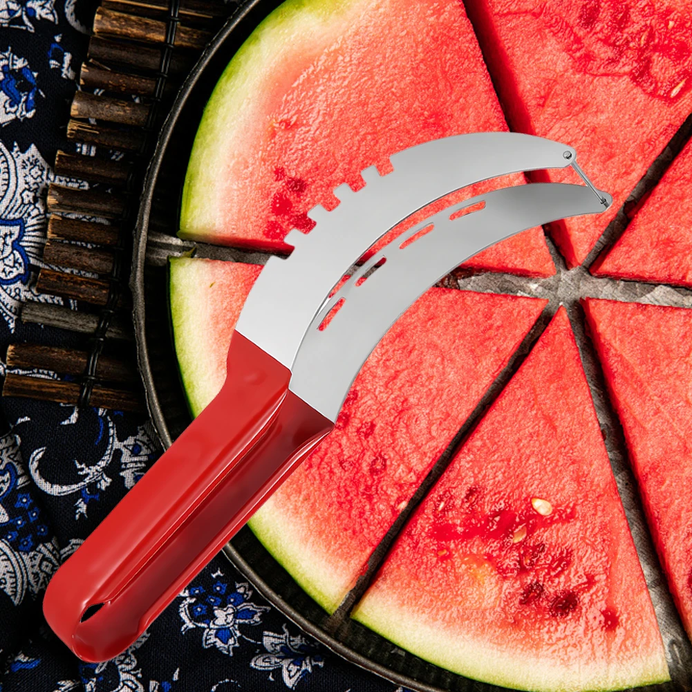 Stainless Steel Watermelon Slicer with Non-Slip Handle Fruit Divider Melon Fruit Slicer Kitchen Gadgets for Pineapple Cantaloupe