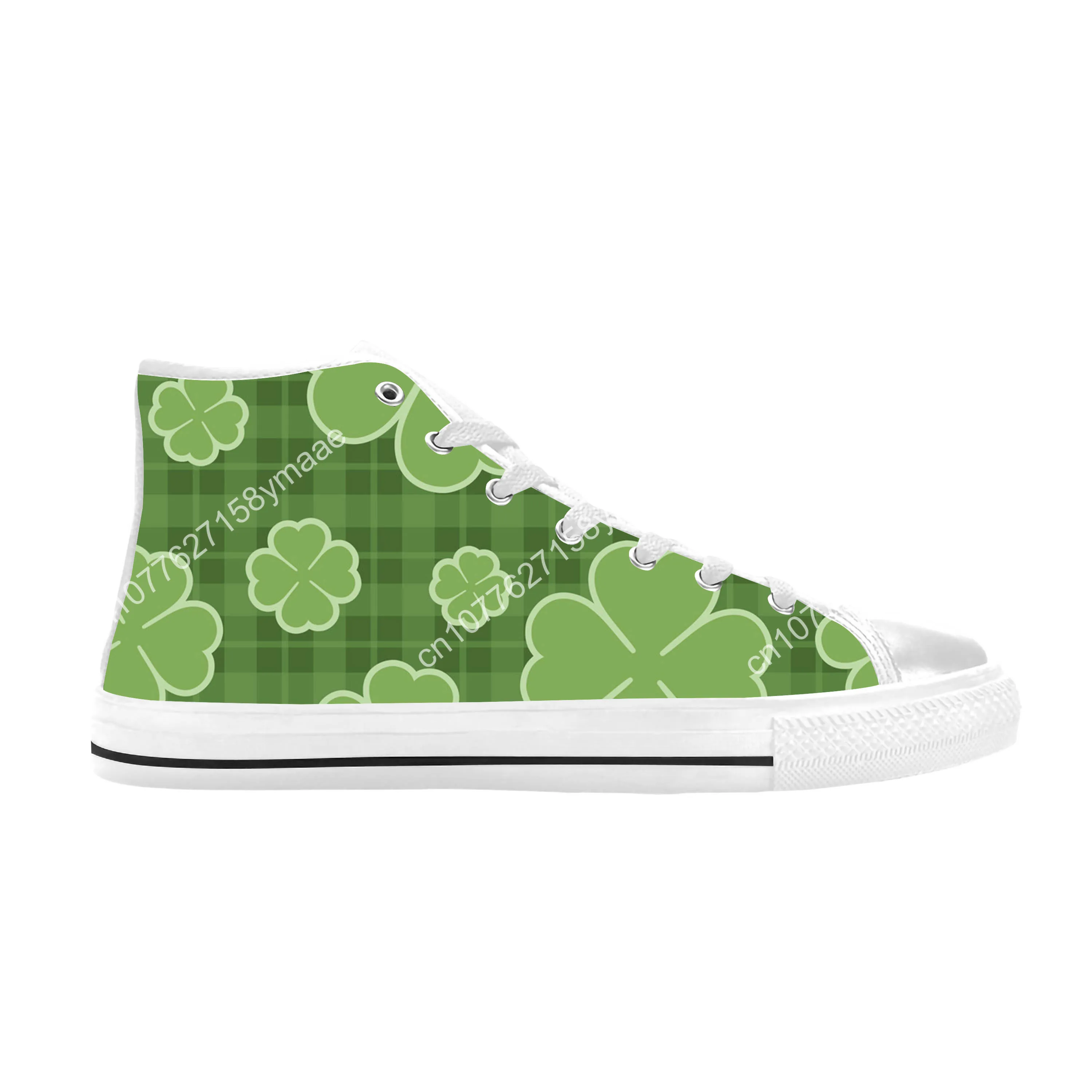 Happy Clover St Patrick's Day Pattern Shamrocks Casual Cloth Shoes High Top Comfortable Breathable 3D Print Men Women Sneakers