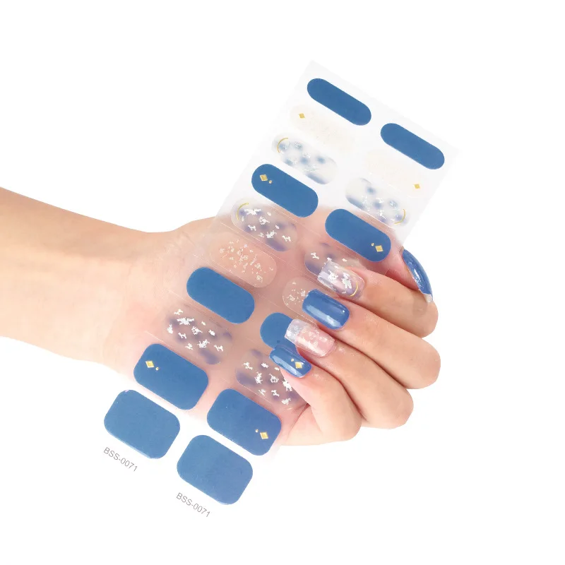 

20 Strips Christmas Semi-cured Gel Nail Stickers Nail Charms UV/LED Lamp Cured Long Lasting Full Cover Nail Art Decorations