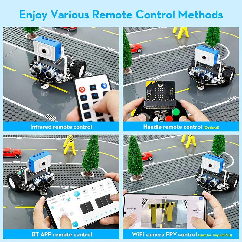 Microbit Smart AI Robot Car Kit per la programmazione dello stelo educazione progetti di apprendimento elettronico fai da te supporta il telecomando Video dell'app - immagine 2