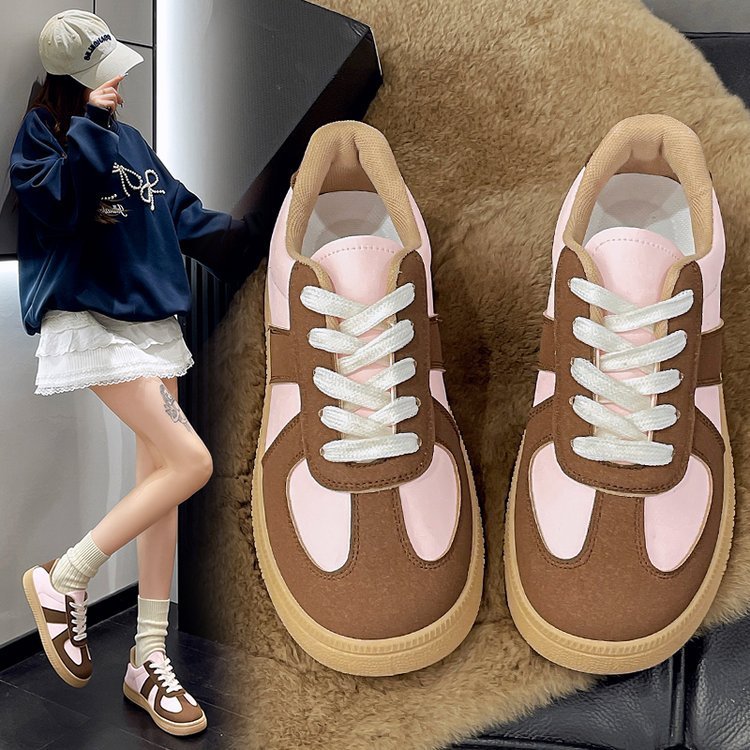 Retro Dexun Shoes 2025 New Thick-soled Color Matching Niche Casual Shoes Round Head Fashion Versatile Sports Board Shoes Women