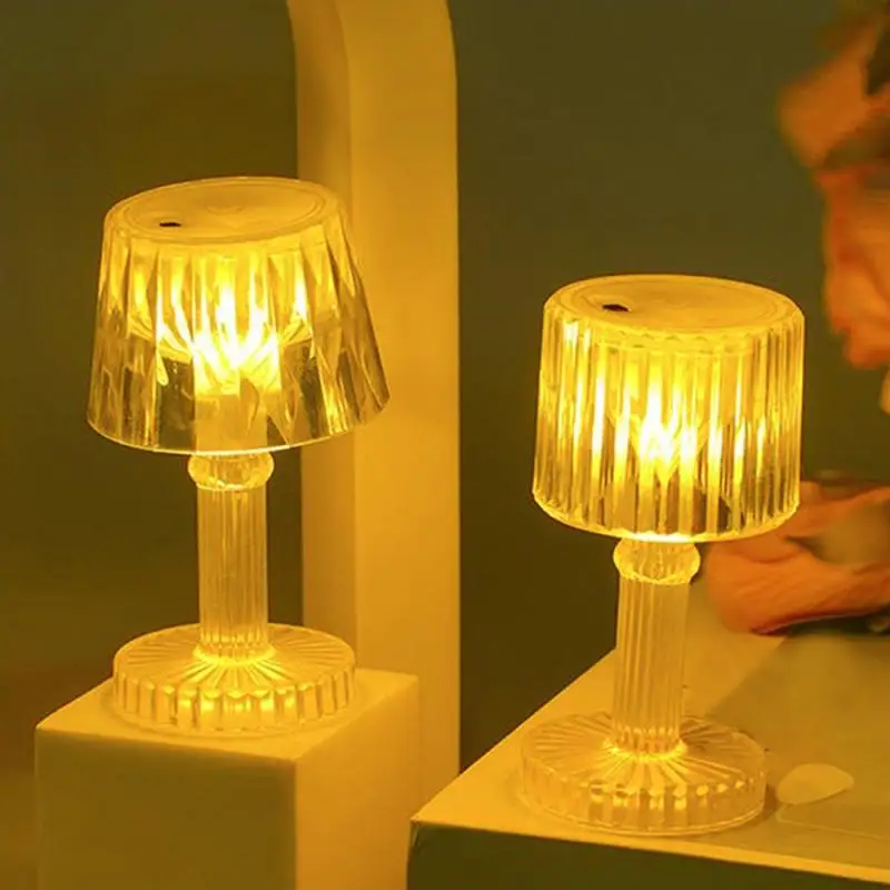 LED Crystal Mini Desk Lamp Night Light Bedside Festive Wedding Decoration Table Lights Atmosphere Button With Button Battery led night light night light led night lamp