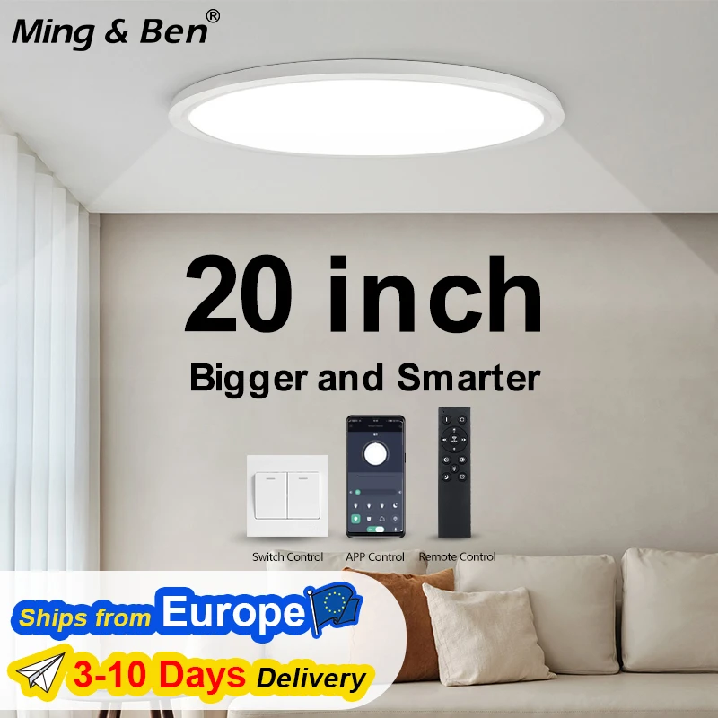 Led Ceiling Lights Large 20Inch Ultra-thin Remote Control APP Dimmable Smart Modern Lamp For Living Room Bedroom Home Decoration
